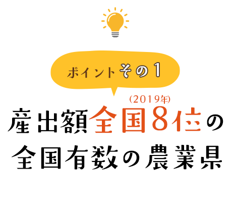 産出額全国8位の全国有数の農業県